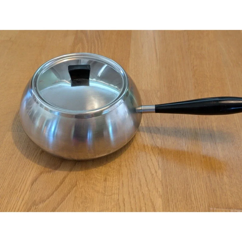 RARE! 1960's WMF Switzerland Fondue Pot W/Lid Cromargan Stainless MCM pot
